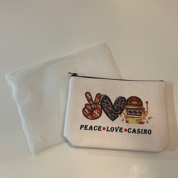 2/$12 Peace Love Casino Makeup Bag - Picture 2 of 11